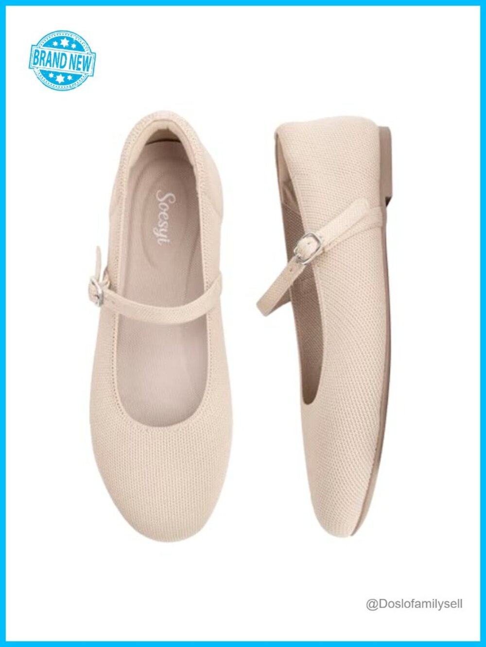 Women's Round Toe Ballet Flats Knit Mary Jane Slip On Comfort Shoes